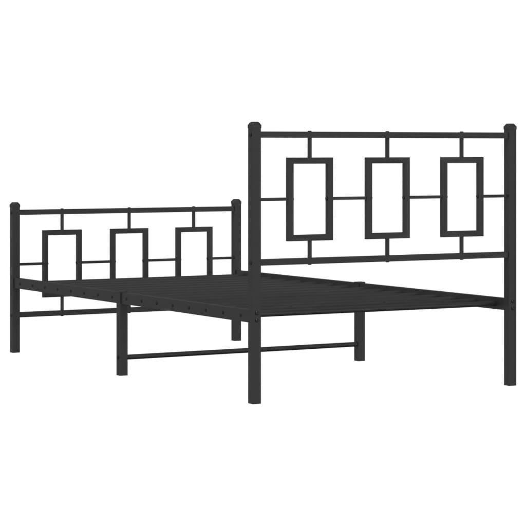 Metal Bed Frame without Mattress with Footboard Black 100x200cm