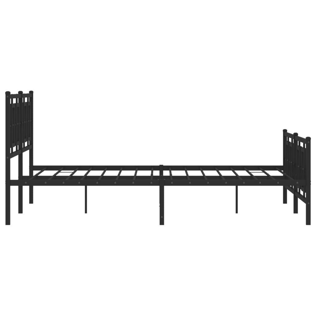 Metal Bed Frame without Mattress with Footboard Black 160x200cm