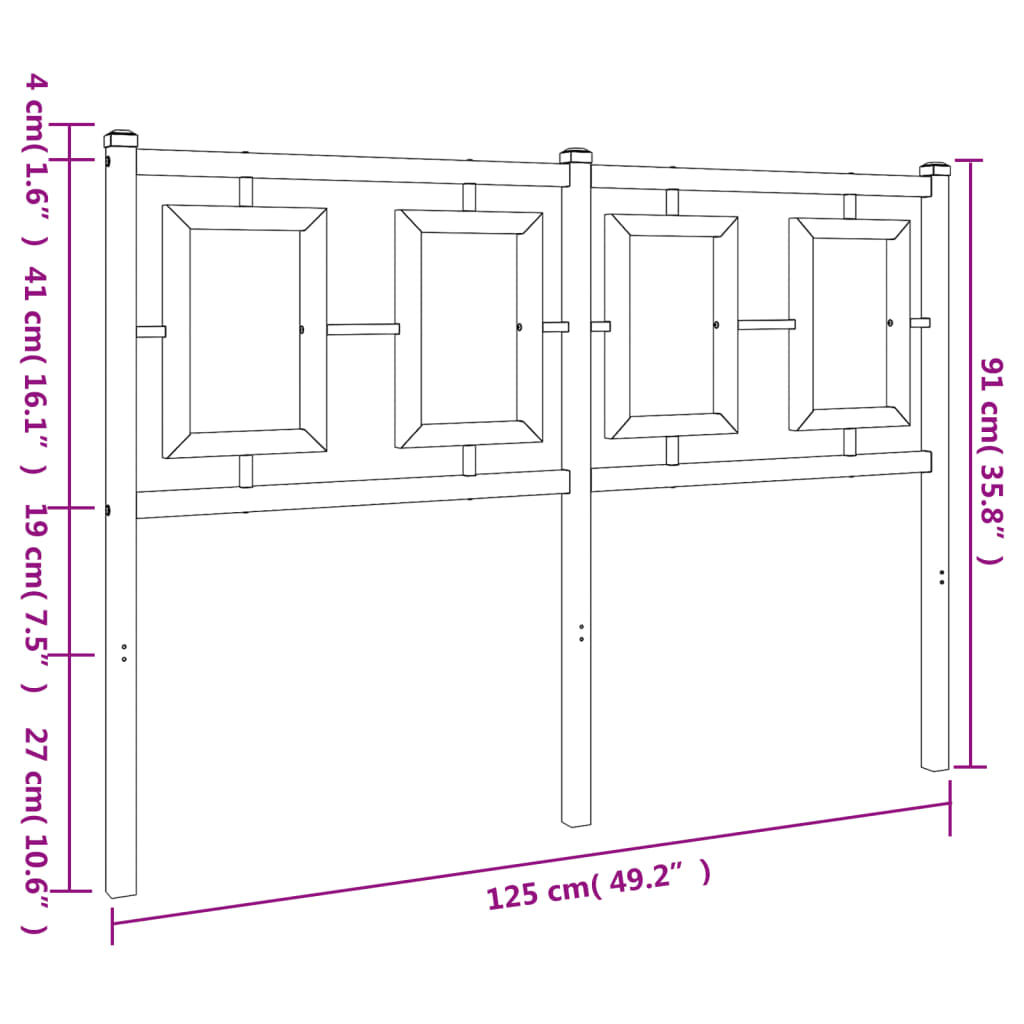 Metal Headboard Black 120 cm