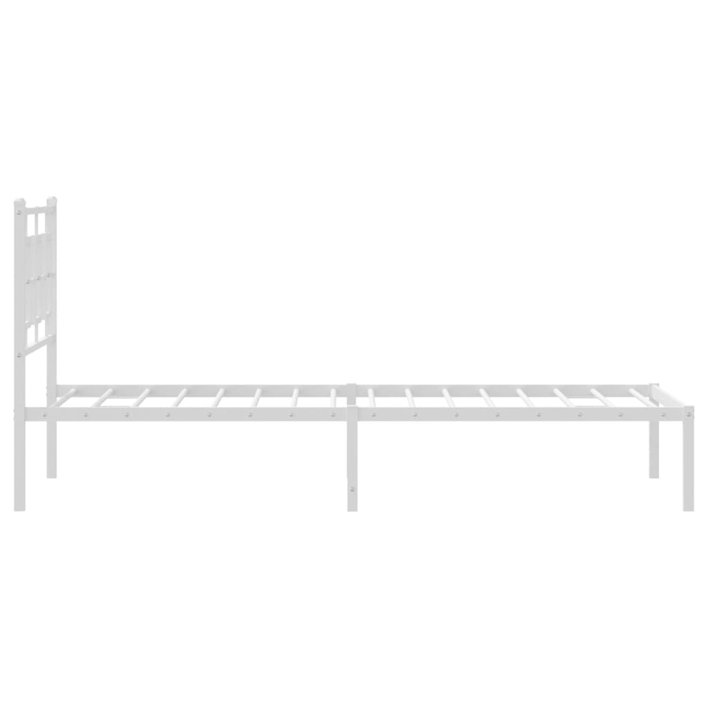 Metal Bed Frame without Mattress with Headboard White 90x190cm