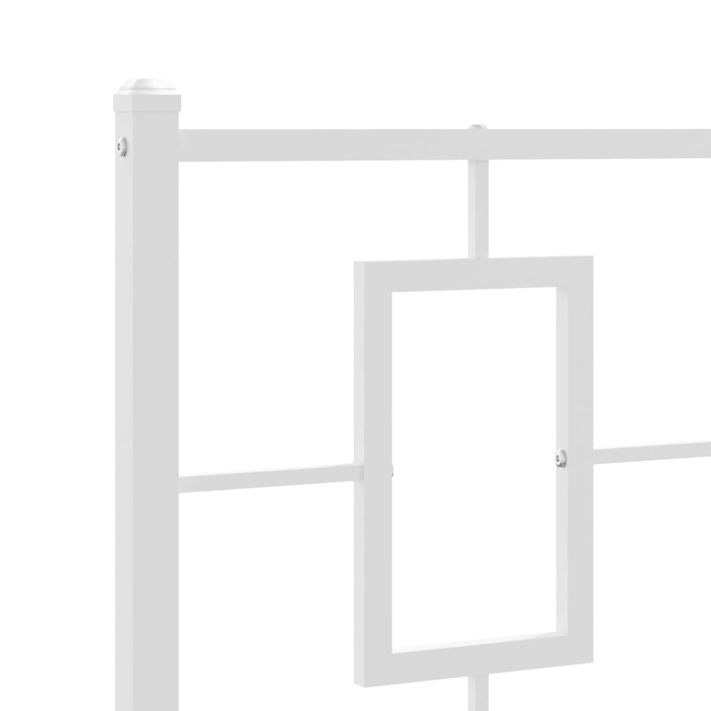Metal Bed Frame without Mattress with Headboard White 107x203cm