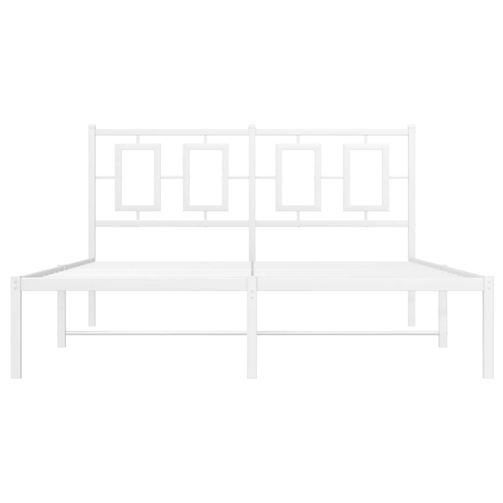 Metal Bed Frame without Mattress with Headboard White 140x190cm