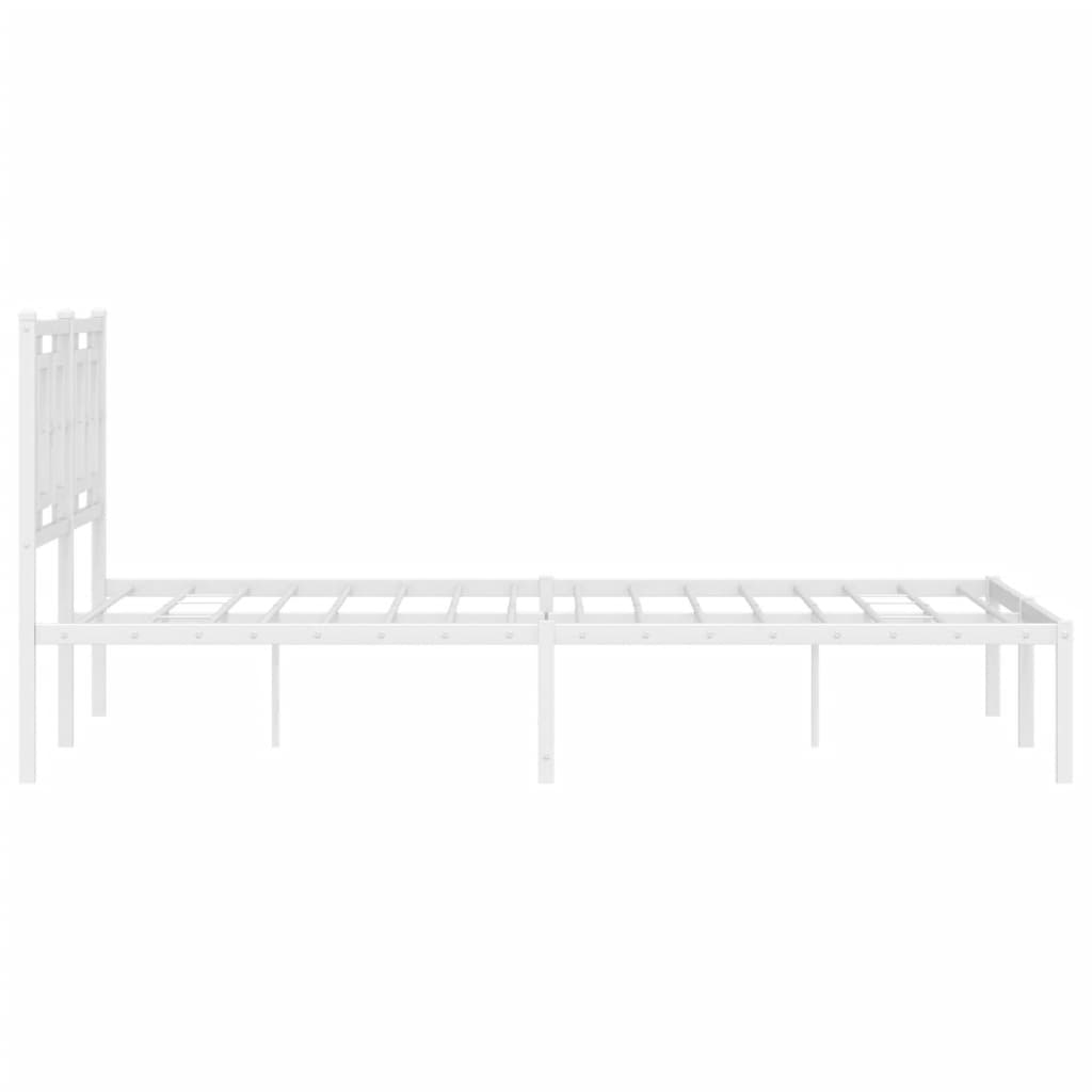 Metal Bed Frame without Mattress with Headboard White 140x190cm