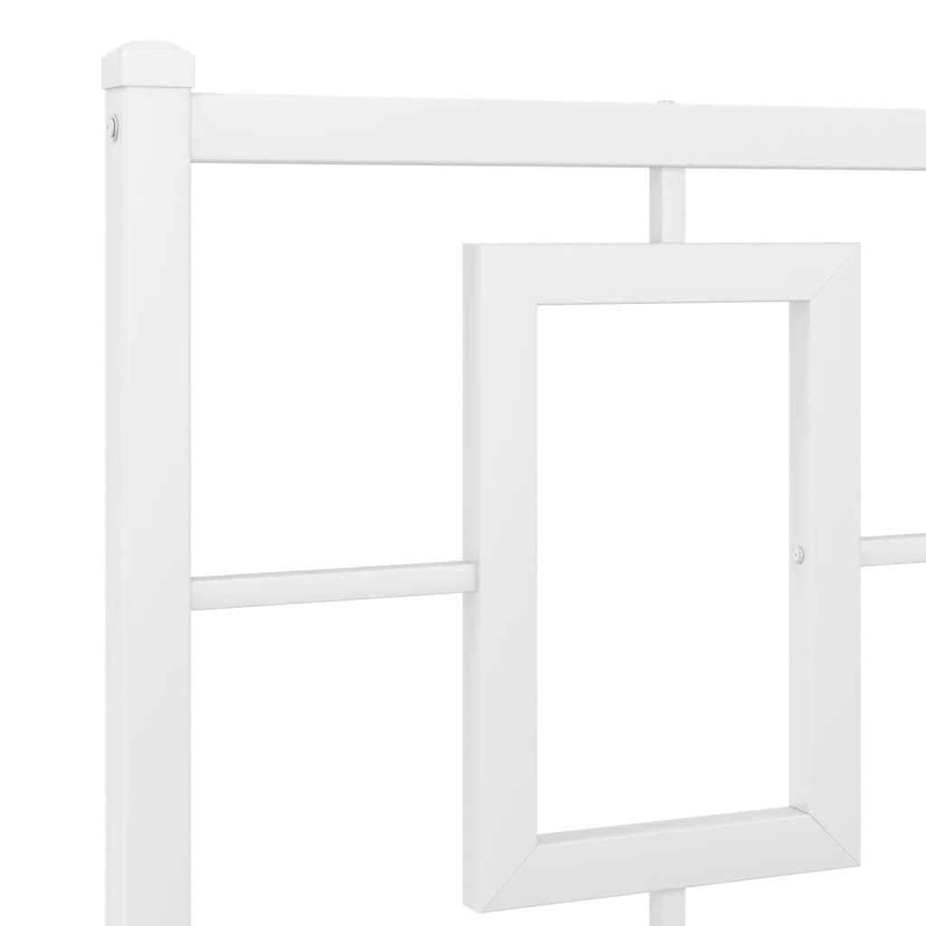 Metal Bed Frame without Mattress with Headboard White 140x190cm