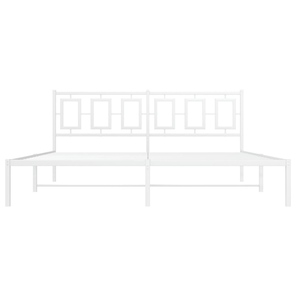 Metal Bed Frame without Mattress with Headboard White 183x213cm