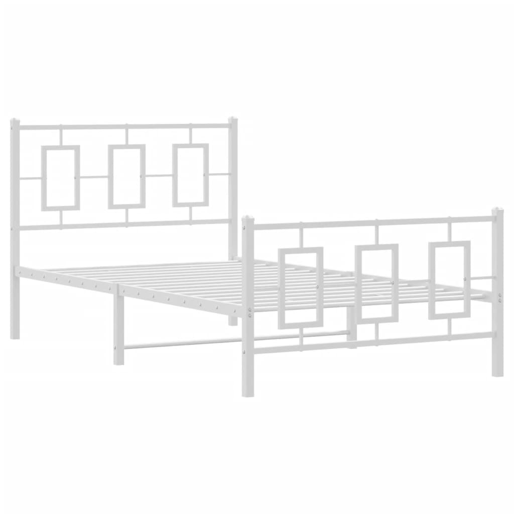 Metal Bed Frame without Mattress with Footboard White 100x200cm