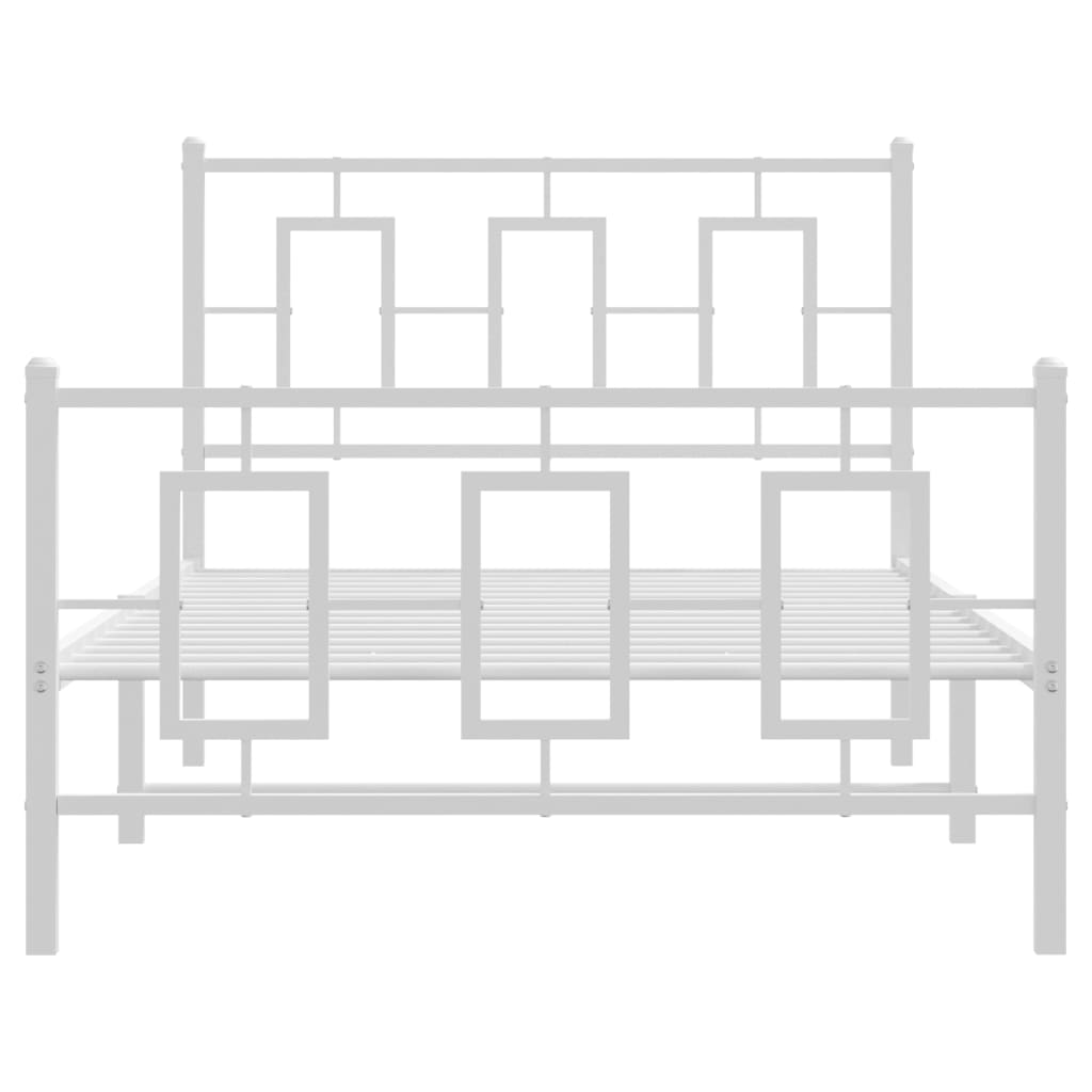Metal Bed Frame without Mattress with Footboard White 100x200cm
