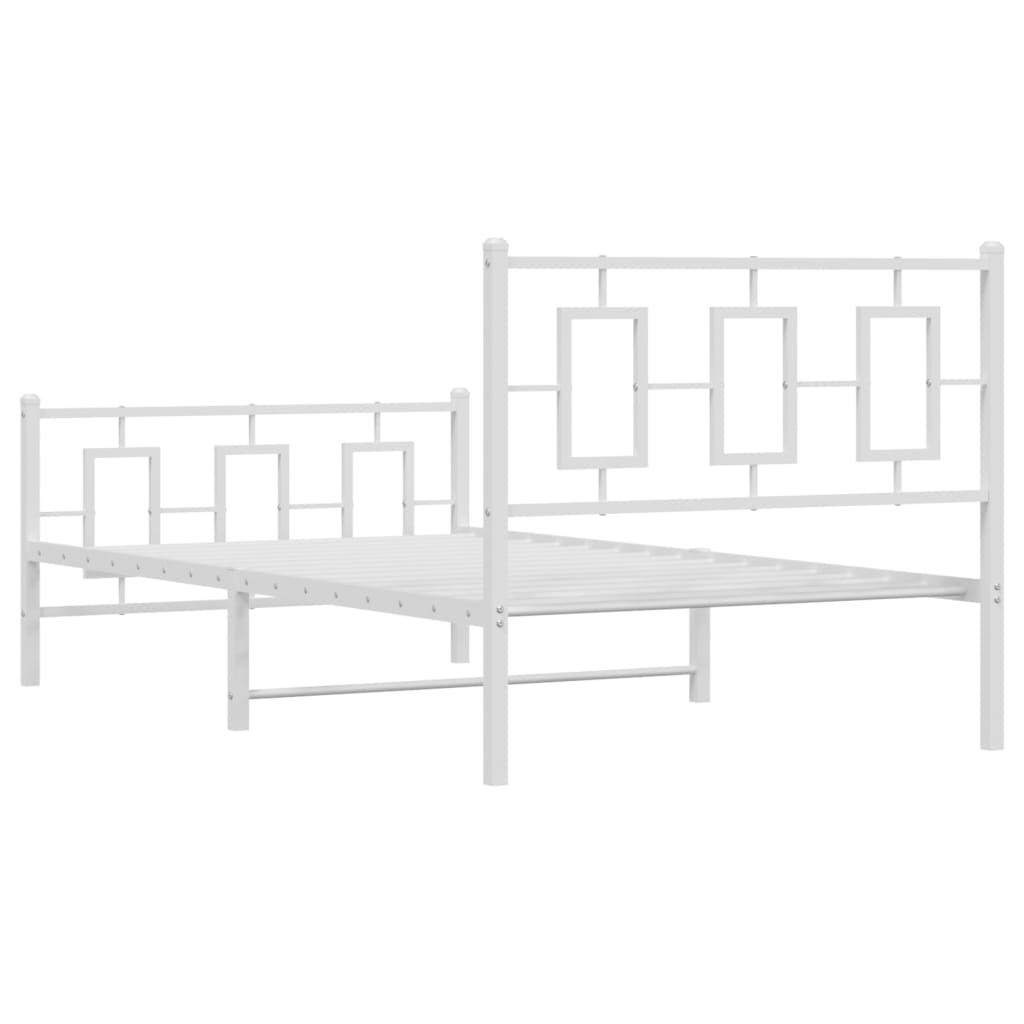Metal Bed Frame without Mattress with Footboard White 100x200cm