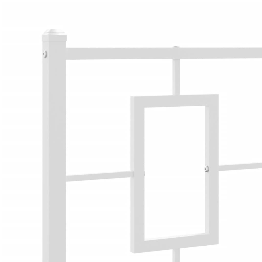 Metal Bed Frame without Mattress with Footboard White 107x203cm