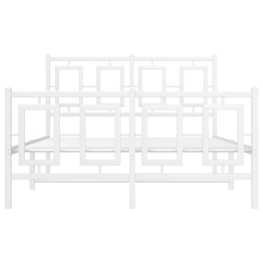 Metal Bed Frame without Mattress with Footboard White 120x190cm