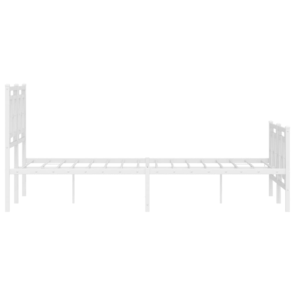 Metal Bed Frame without Mattress with Footboard White 120x190cm