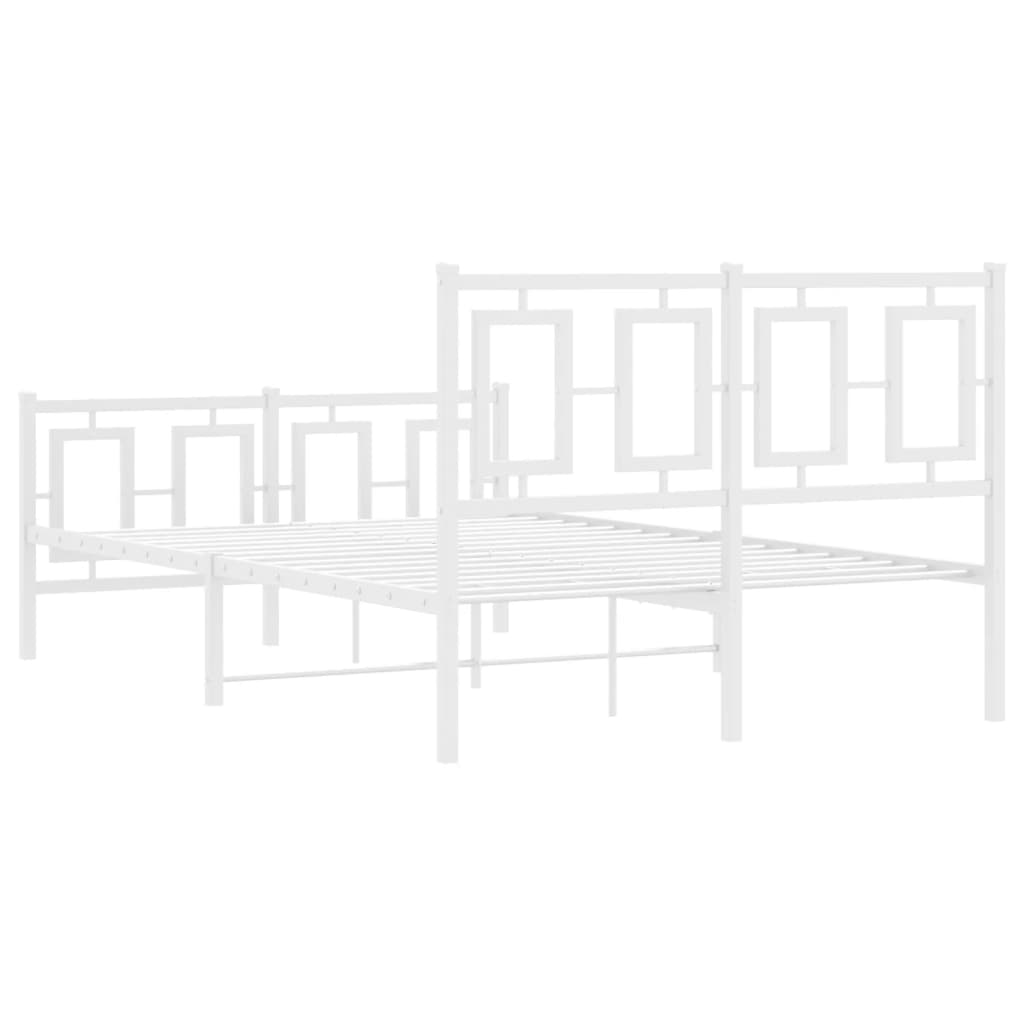 Metal Bed Frame without Mattress with Footboard White 120x190cm
