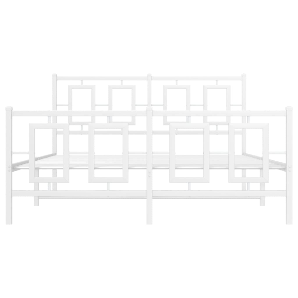 Metal Bed Frame without Mattress with Footboard White 140x190cm