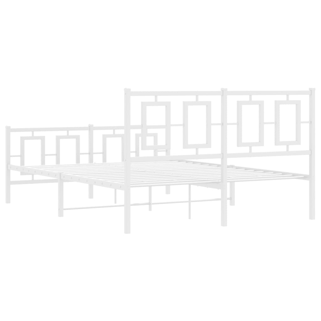 Metal Bed Frame without Mattress with Footboard White 140x190cm