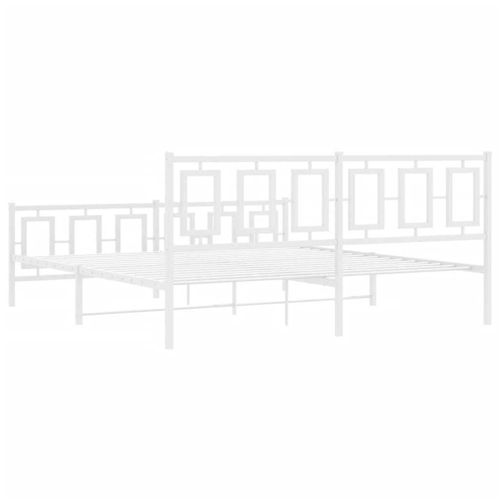 Metal Bed Frame without Mattress with Footboard White 183x213cm