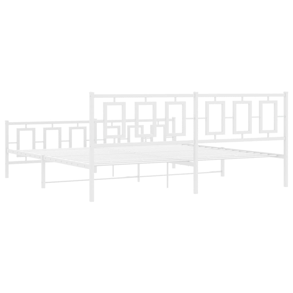 Metal Bed Frame without Mattress with Footboard White 193x203cm