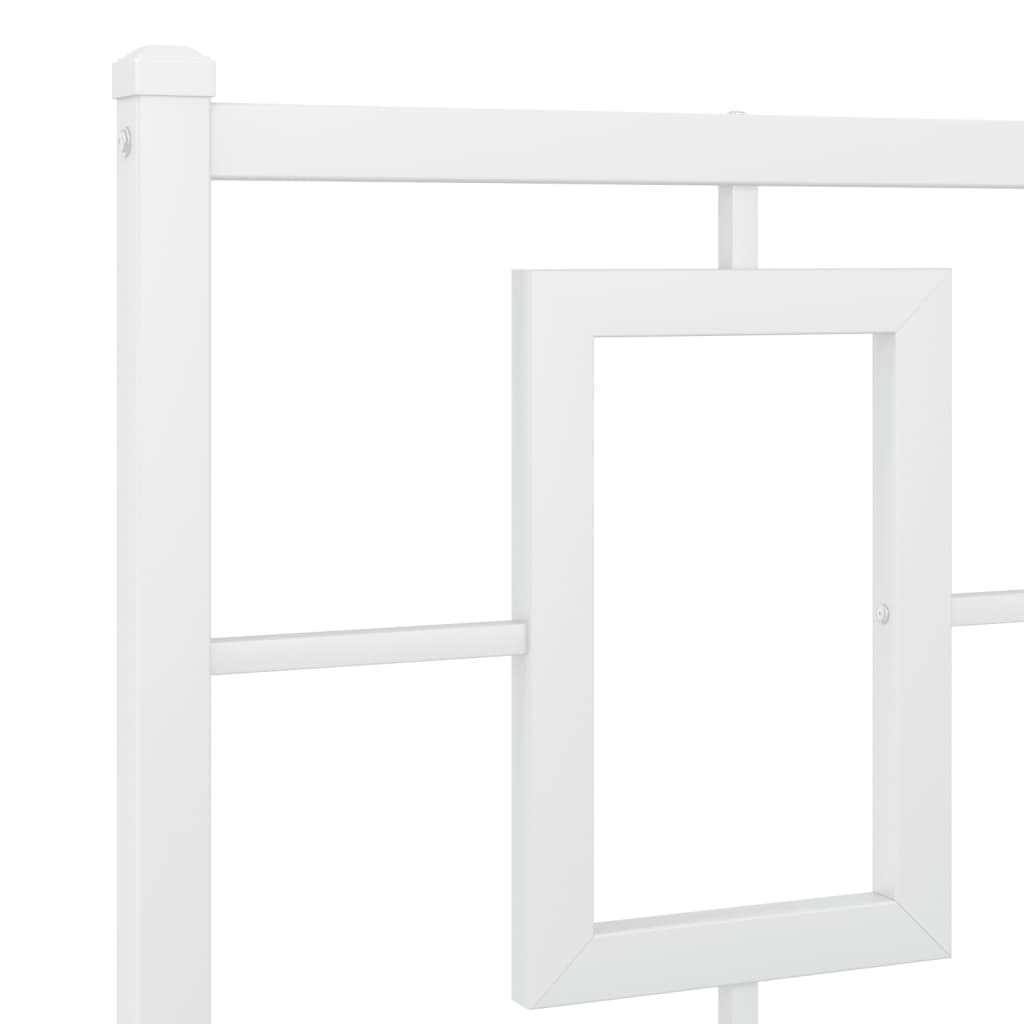 Metal Bed Frame without Mattress with Footboard White 193x203cm