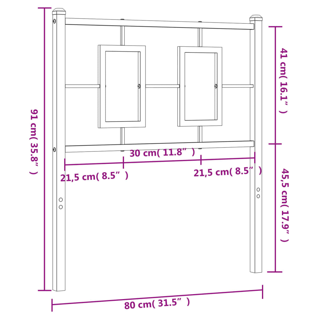 Metal Headboard White 75 cm