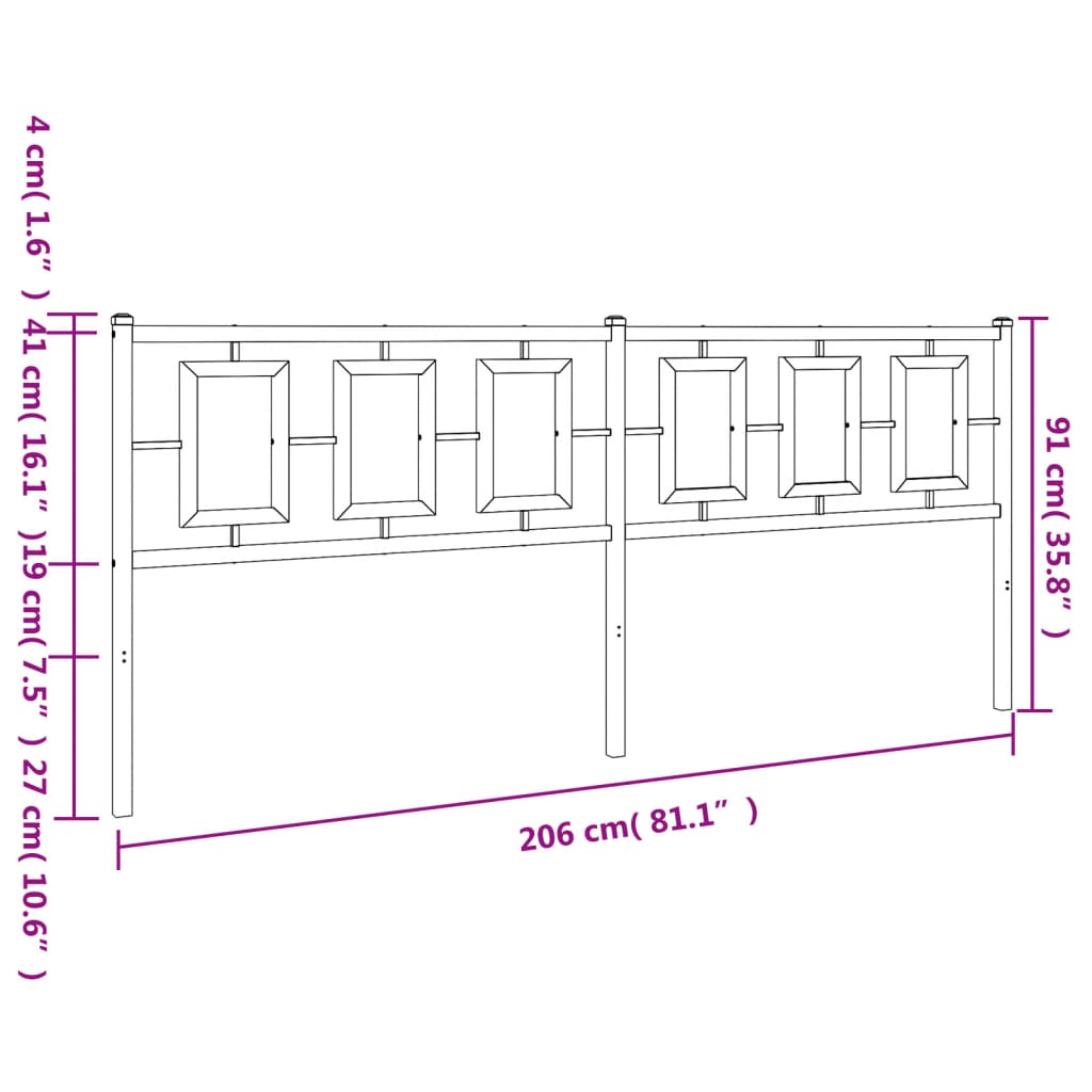 Metal Headboard White 200 cm