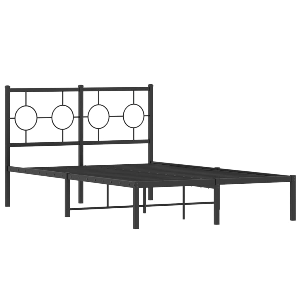 Metal Bed Frame without Mattress with Headboard Black 120x190cm
