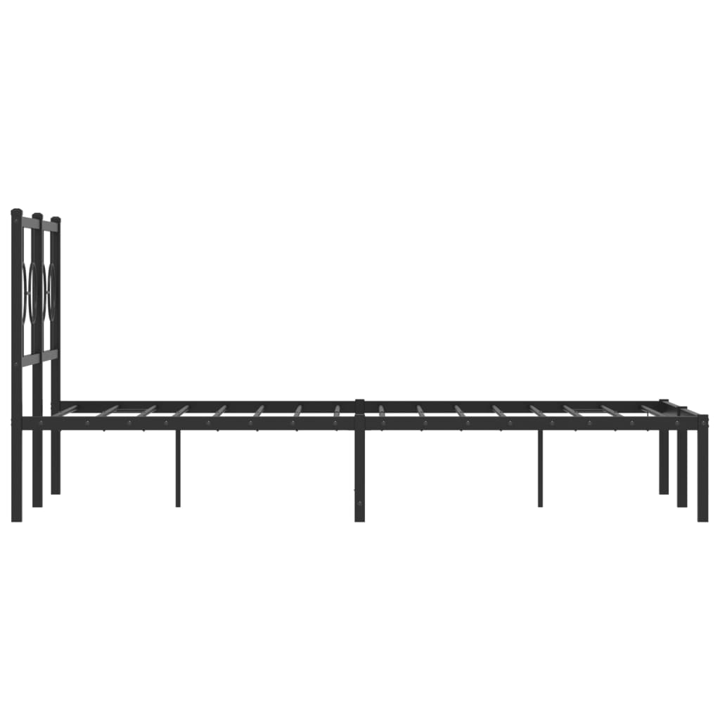 Metal Bed Frame without Mattress with Headboard Black 120x190cm