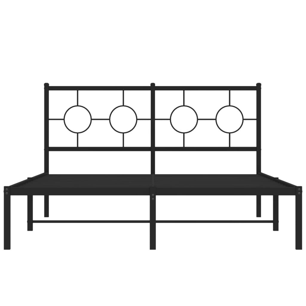 Metal Bed Frame without Mattress with Headboard Black 140x190cm