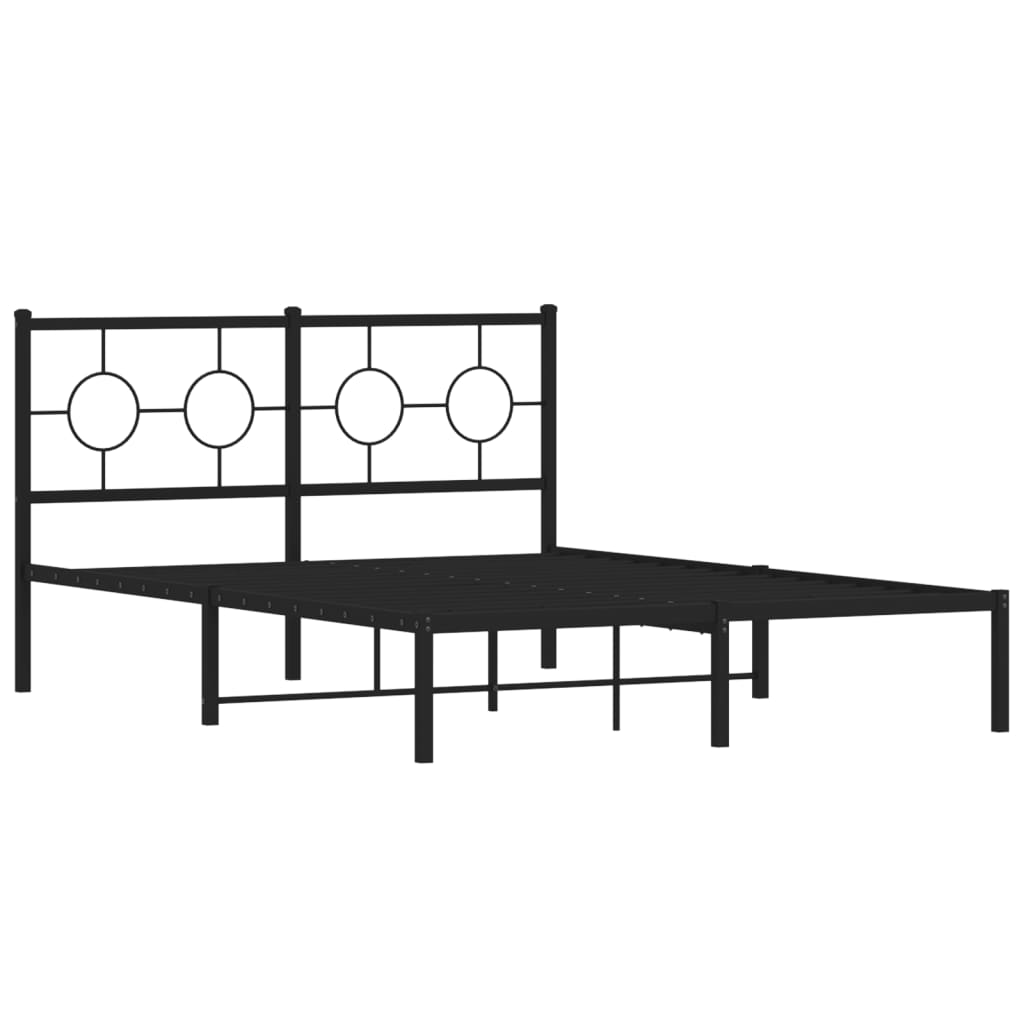 Metal Bed Frame without Mattress with Headboard Black 140x200cm
