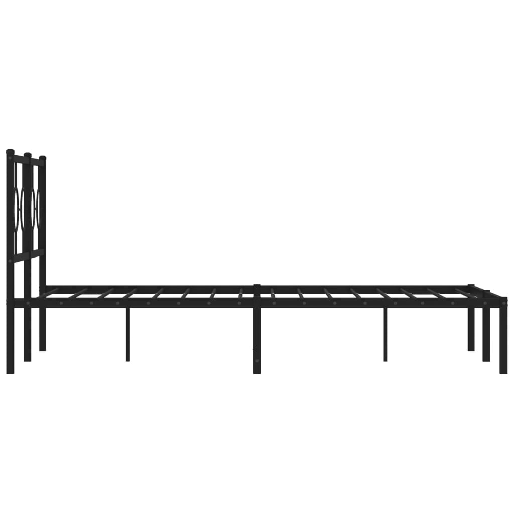 Metal Bed Frame without Mattress with Headboard Black 140x200cm