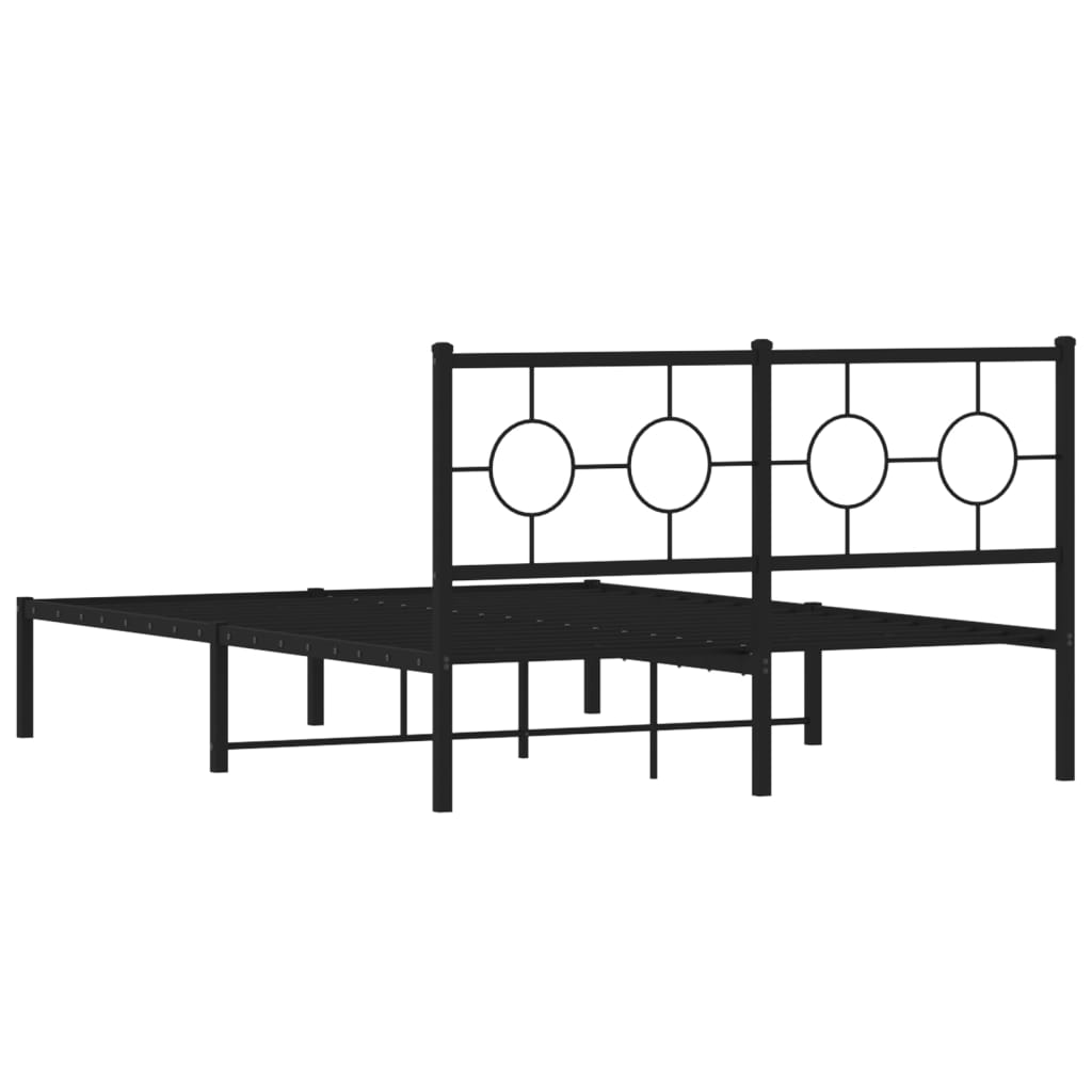 Metal Bed Frame without Mattress with Headboard Black 140x200cm