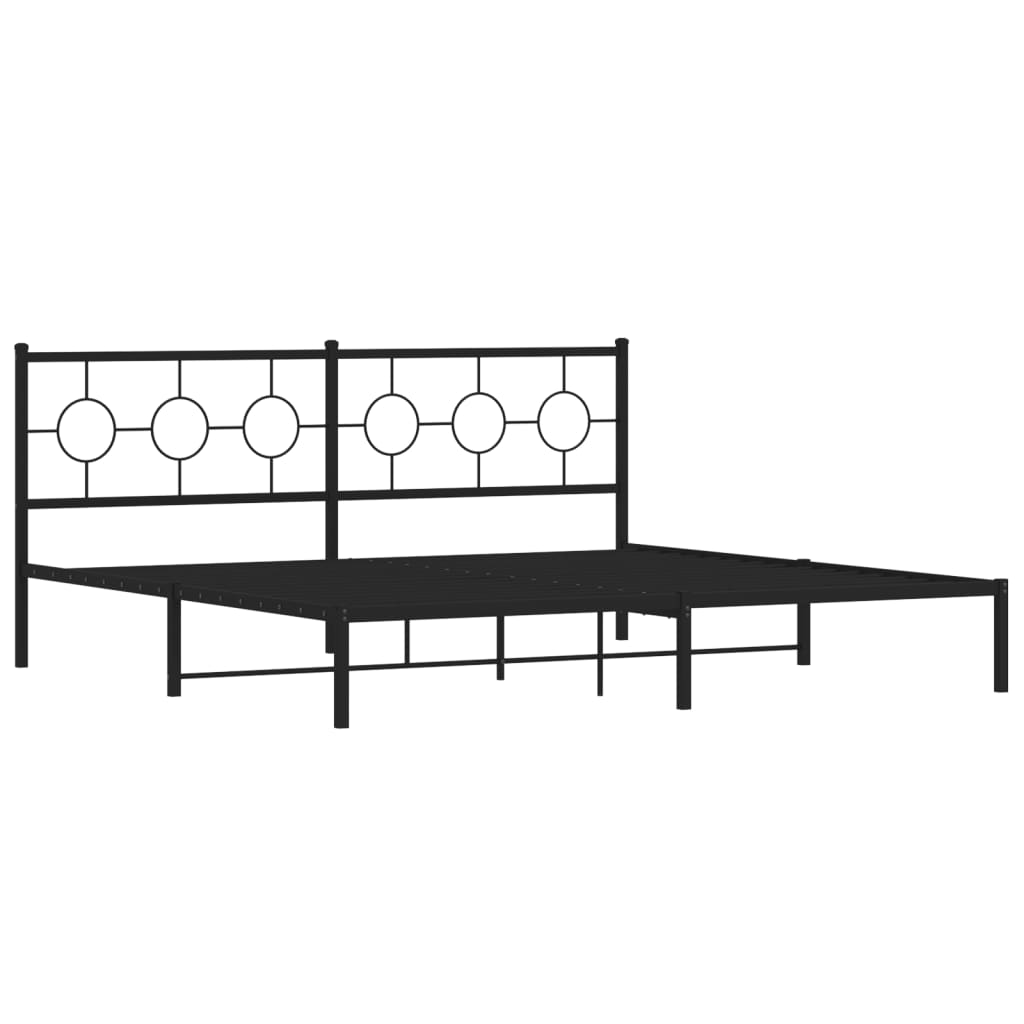 Metal Bed Frame without Mattress with Headboard Black 200x200cm