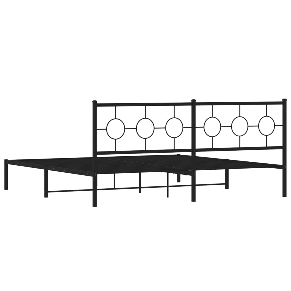 Metal Bed Frame without Mattress with Headboard Black 200x200cm