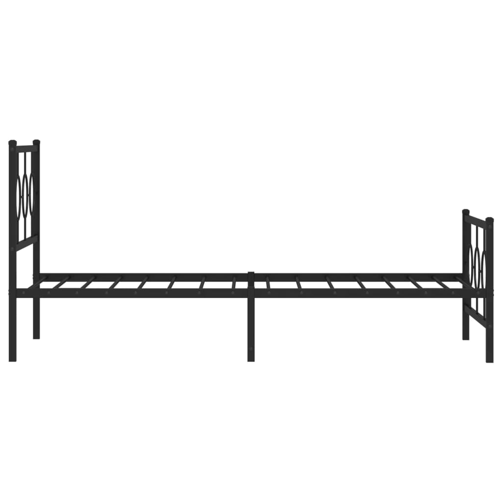Metal Bed Frame without Mattress with Footboard Black 100x200cm
