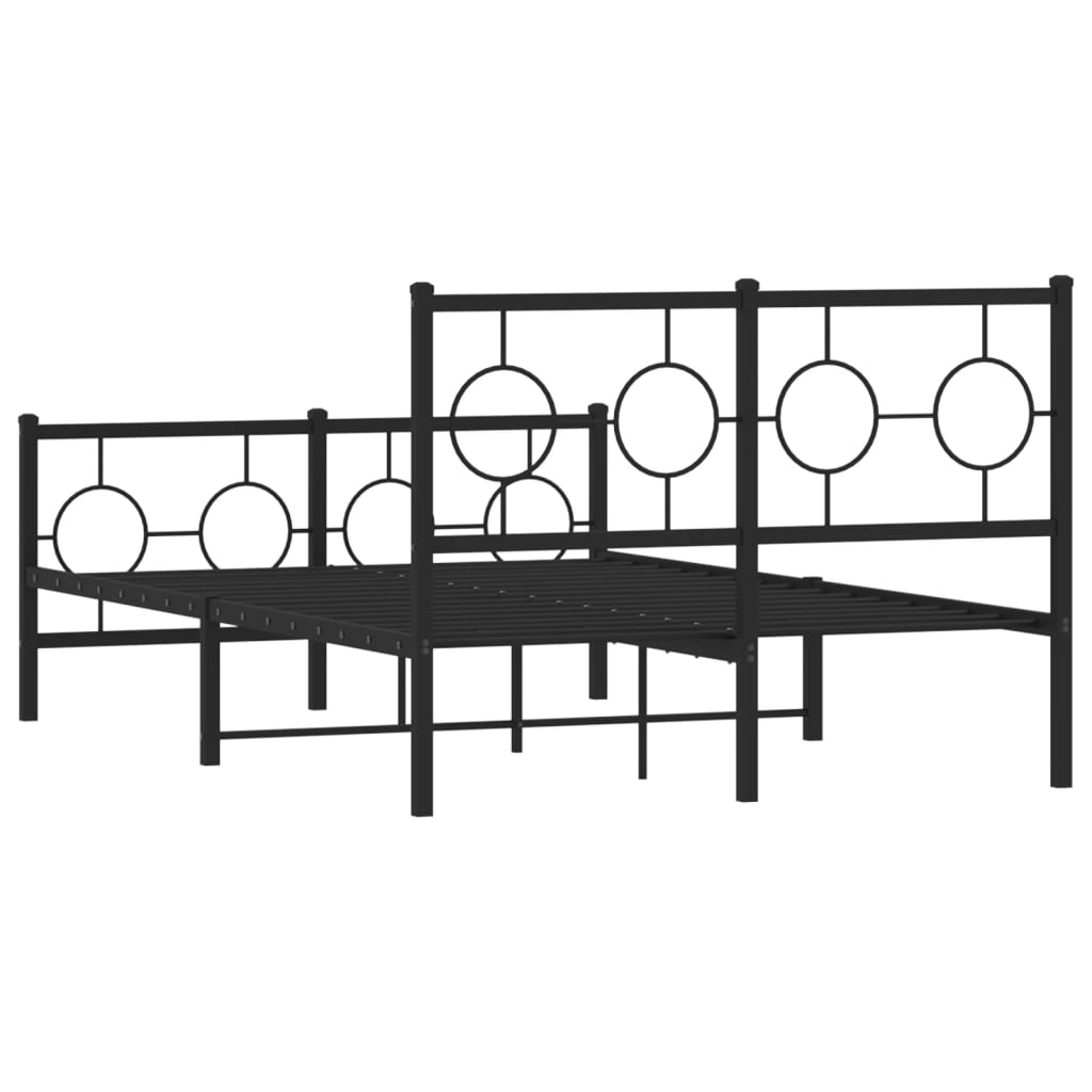 Metal Bed Frame without Mattress with Footboard Black 120x190cm