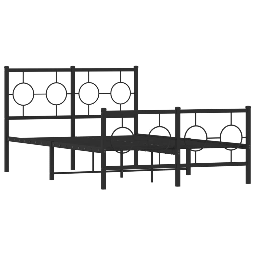 Metal Bed Frame without Mattress with Footboard Black 120x200cm