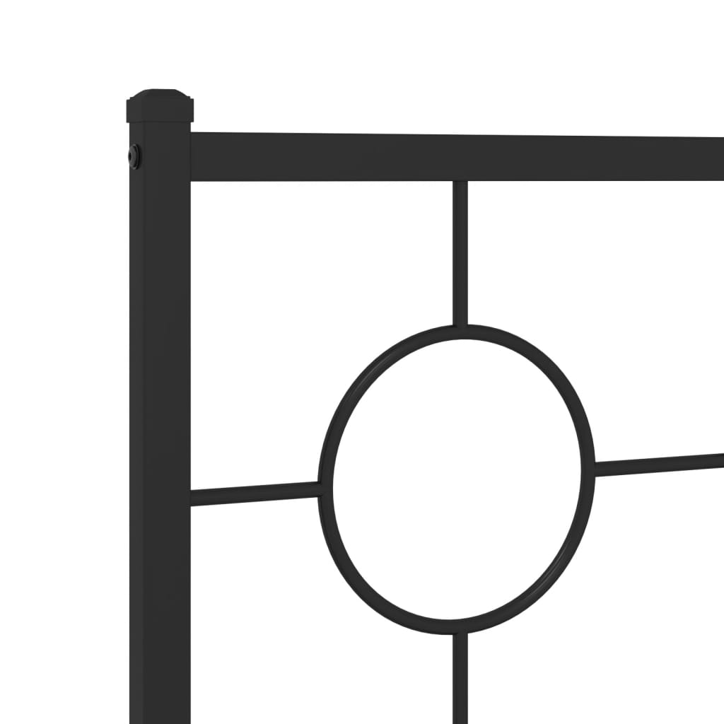 Metal Bed Frame without Mattress with Footboard Black 120x200cm
