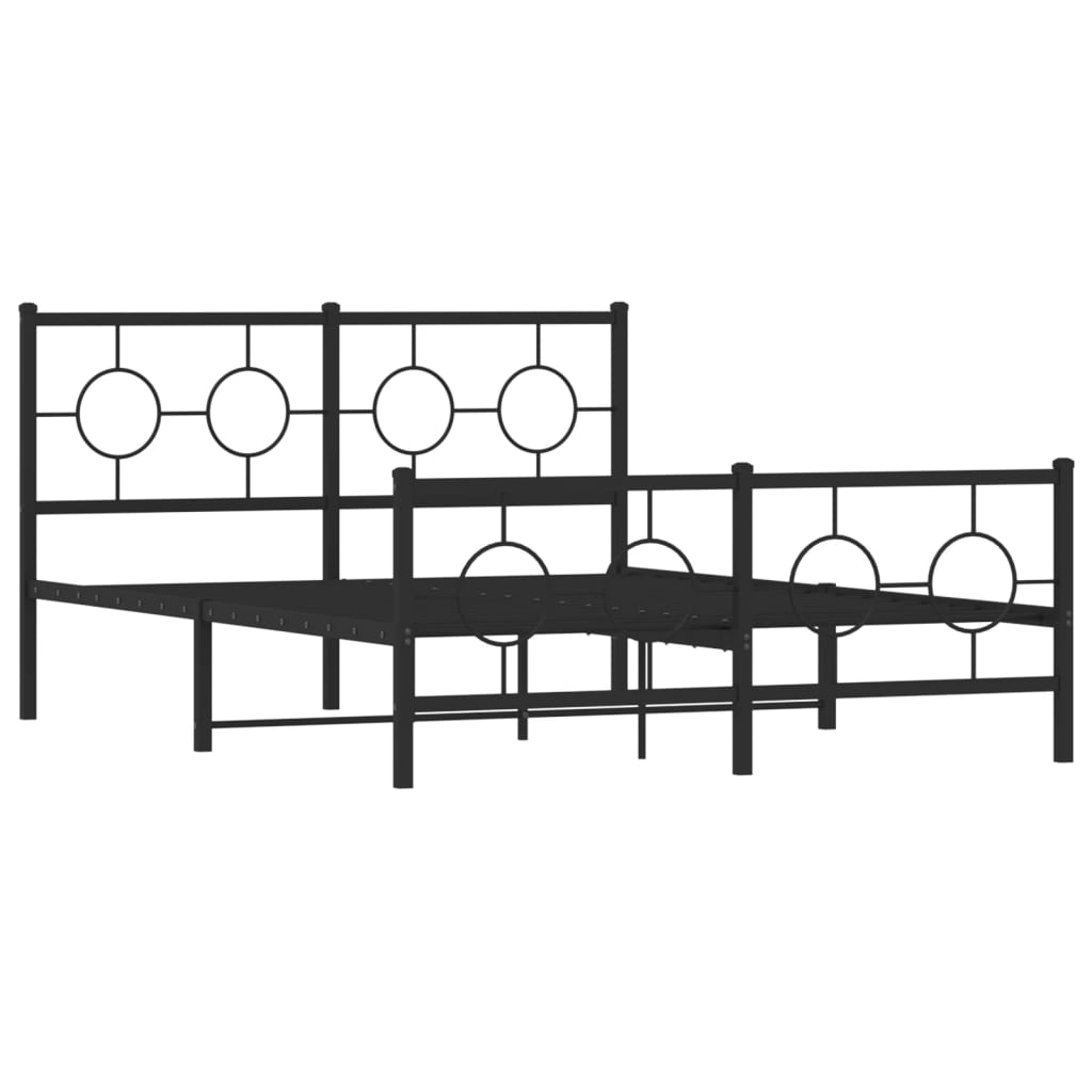 Metal Bed Frame without Mattress with Footboard Black 140x190cm