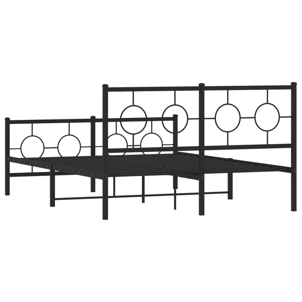 Metal Bed Frame without Mattress with Footboard Black 140x190cm