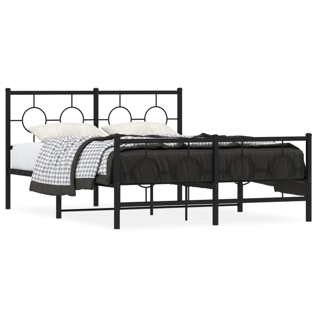 Metal Bed Frame without Mattress with Footboard Black 140x200cm