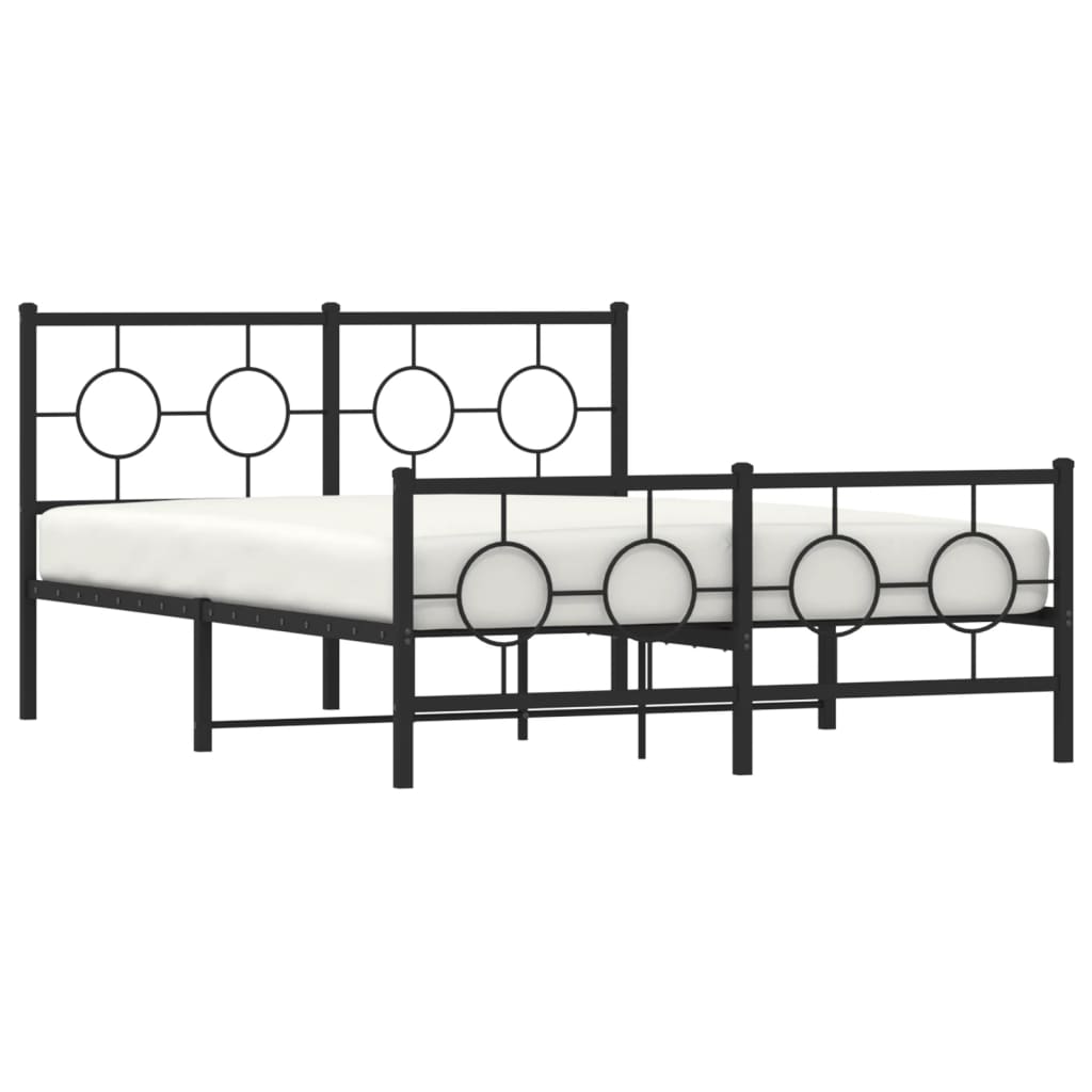 Metal Bed Frame without Mattress with Footboard Black 140x200cm