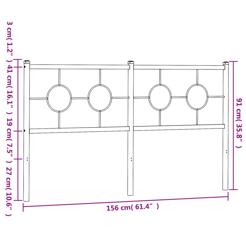 Metal Headboard Black 150 cm