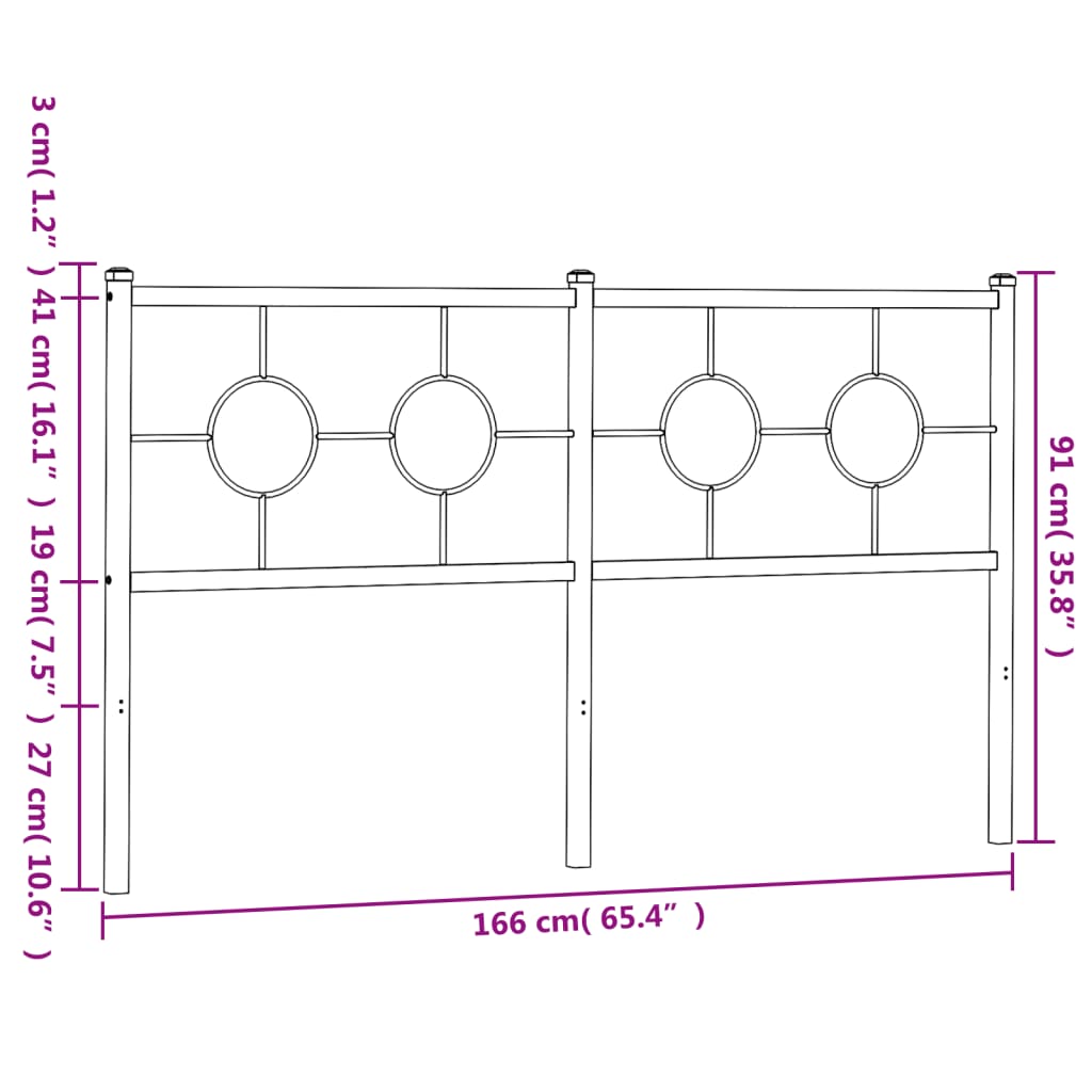 Metal Headboard Black 160 cm