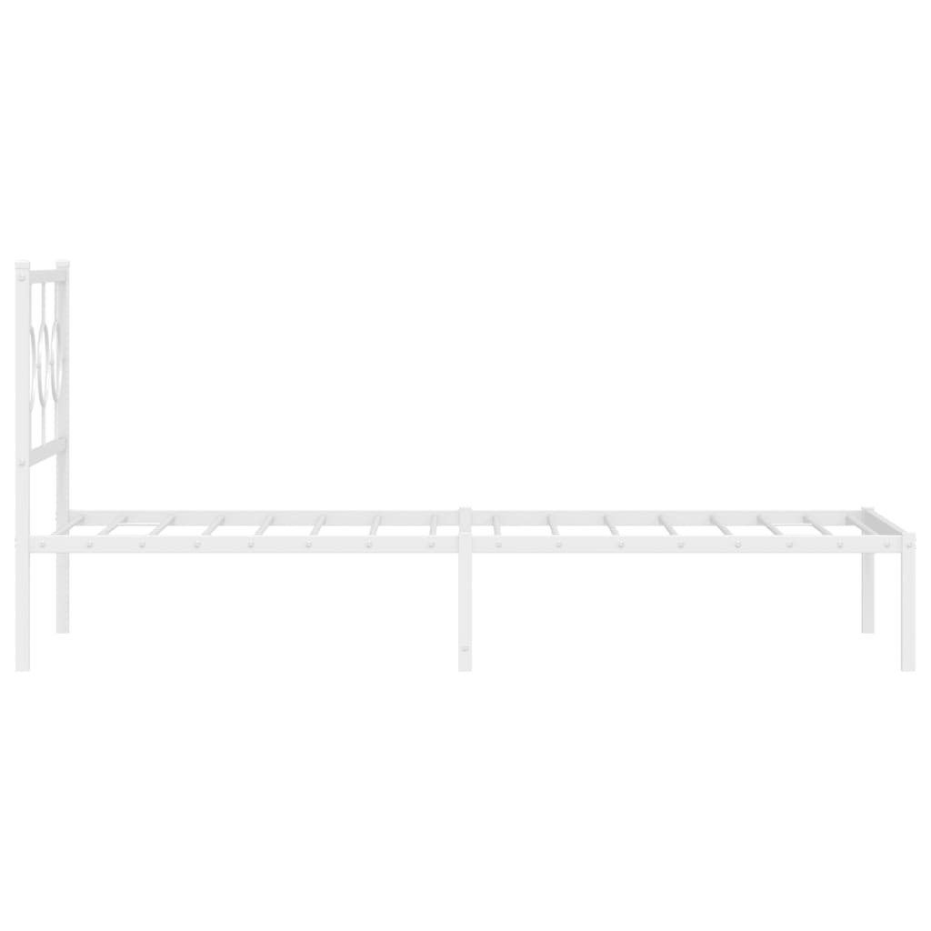 Metal Bed Frame without Mattress with Headboard White 90x190cm