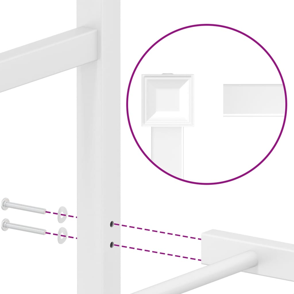 Metal Bed Frame without Mattress with Headboard White 100x200cm