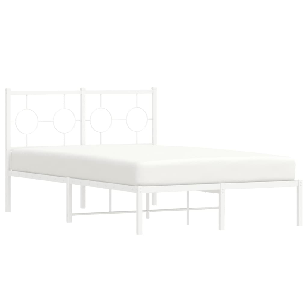 Metal Bed Frame without Mattress with Headboard White 120x190cm