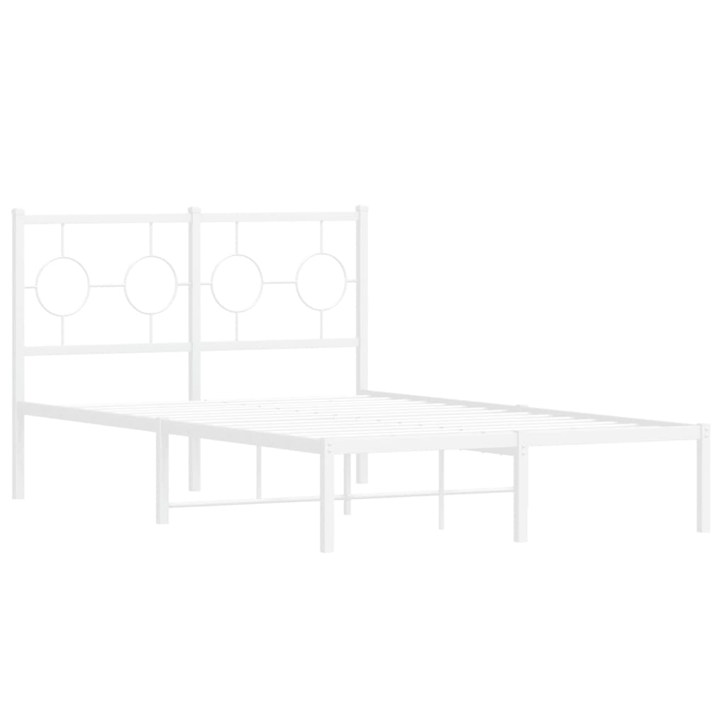 Metal Bed Frame without Mattress with Headboard White 120x200cm