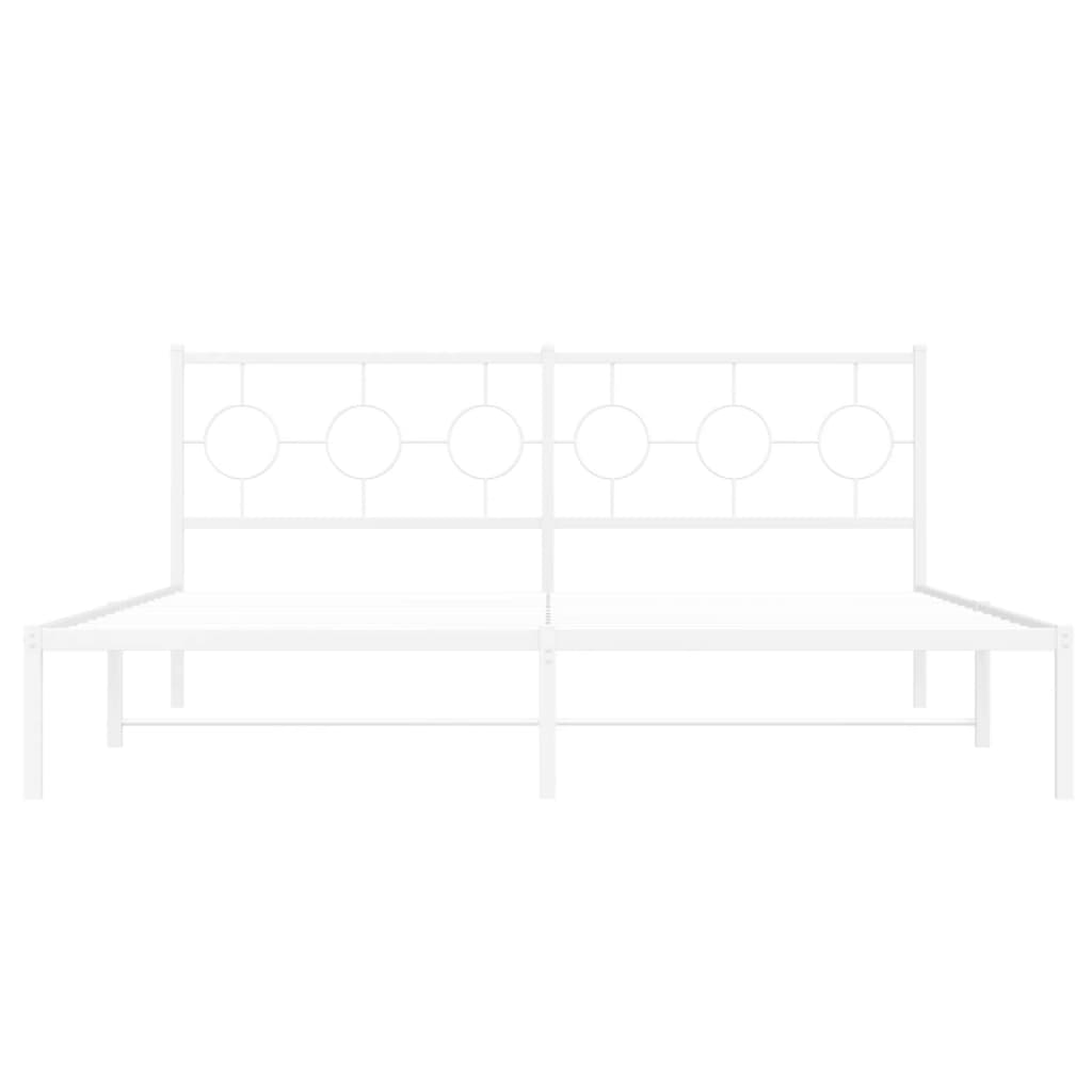 Metal Bed Frame without Mattress with Headboard White 180x200cm