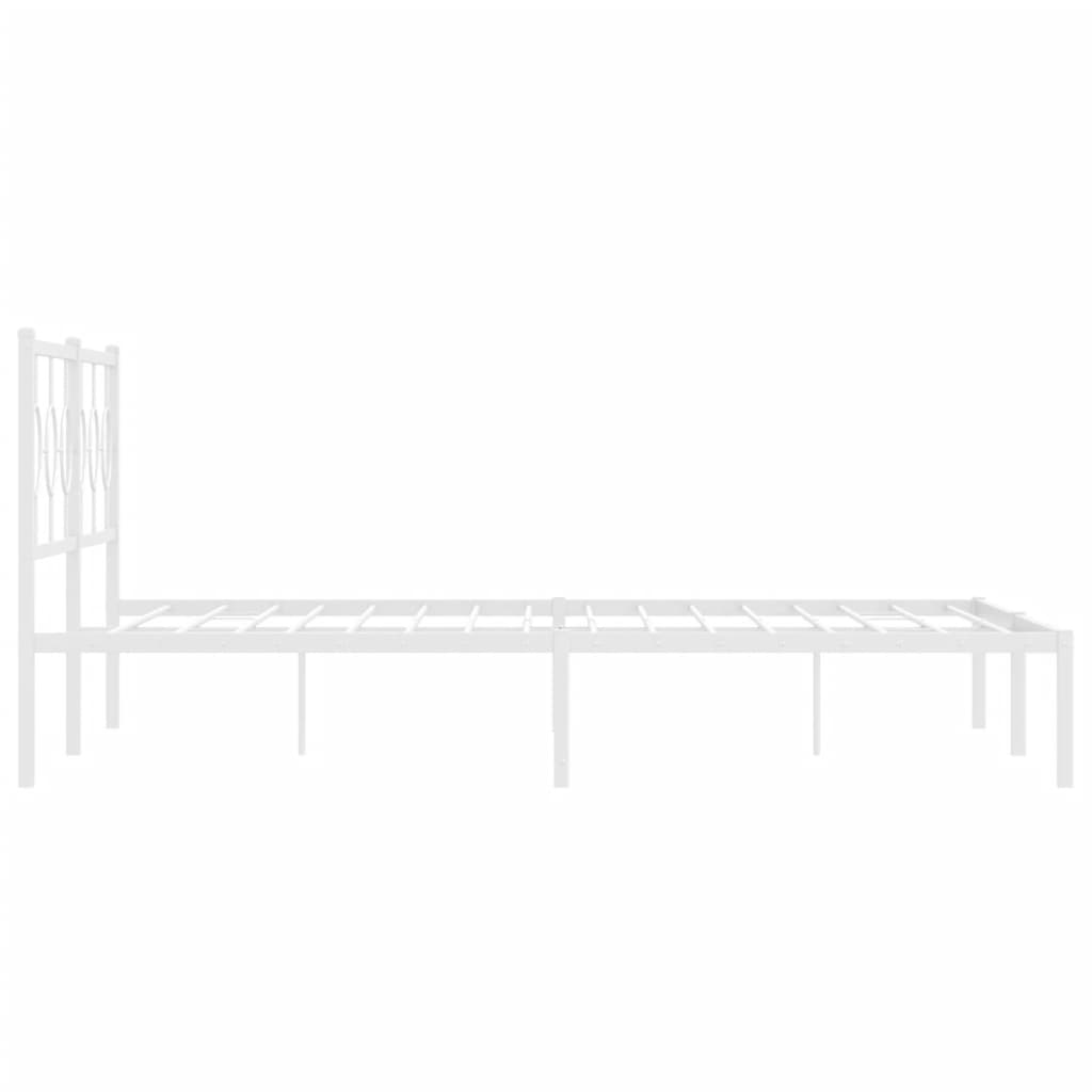 Metal Bed Frame without Mattress with Headboard White 180x200cm