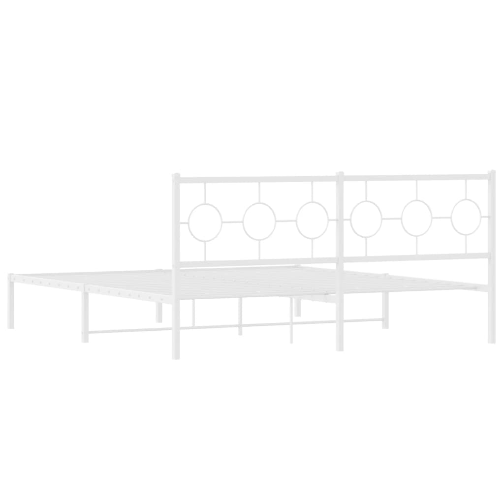 Metal Bed Frame without Mattress with Headboard White 180x200cm