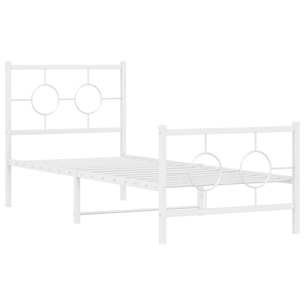 Metal Bed Frame without Mattress with Footboard White 80x200cm