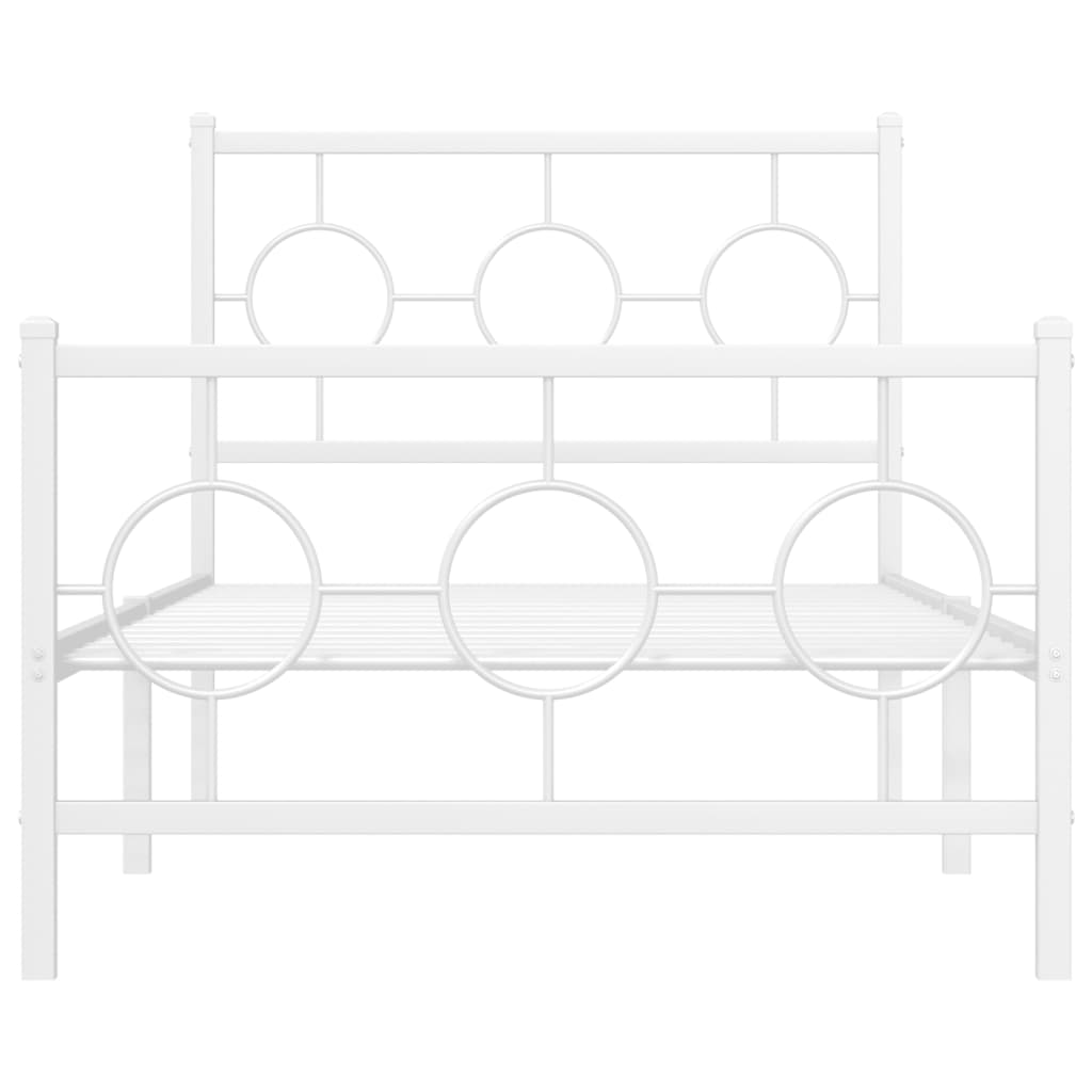 Metal Bed Frame with Headboard and Footboard White 90x190 cm Single
